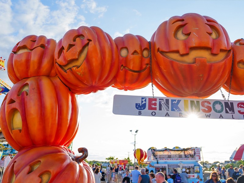 Pumpkin archway at Jenkinson’s Boardwalk during Boo at the Boardwalk